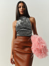 Kaia top in Silver Sequins
